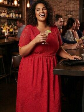 NWT Torrid Size 3 (3x) Red Mid Length Cocktail Dress Bridesmaid With Pockets
